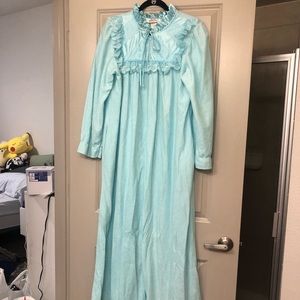 Vintage Aqua blue fleece house dress